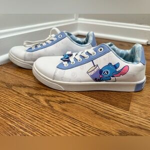 Disney Stitch Bubble Tea Sneakers White Blue Cartoon Character Shoes, size‎ 7